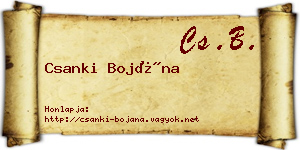 Csanki Bojána névjegykártya
